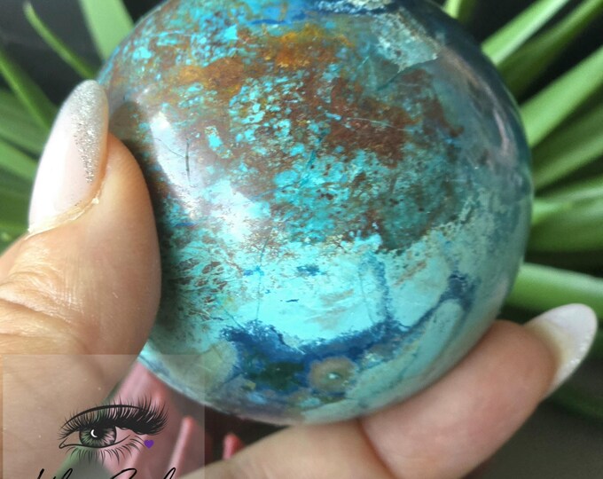 Natural  Gorgeous 56mm Phoenix Turquoise Crystal Sphere\ Phoenix Turquoise Orbit| Stand Included