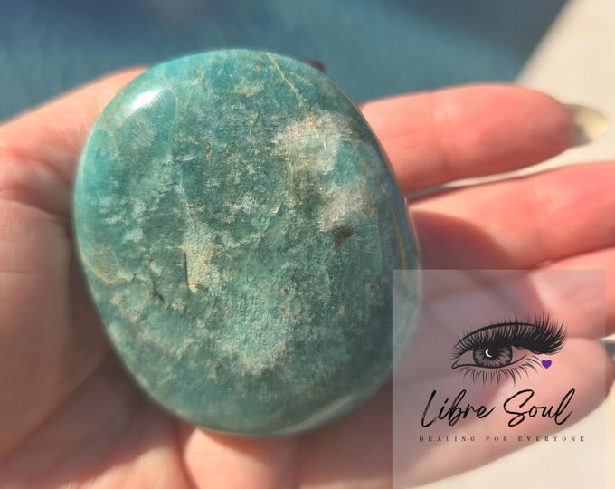 Natural Amazonite Palm stone~ 2.22" Polished Amazonite Crystal Palm Stone~ A+ Amazonite w/Flash ~Healing Palm Stone