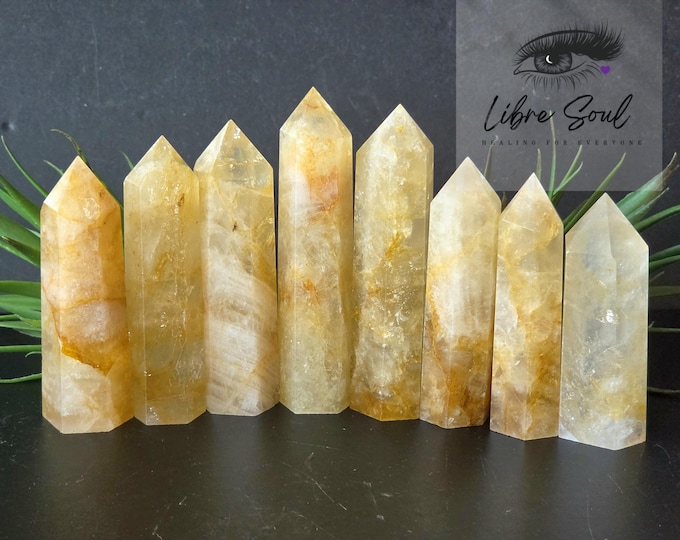 Natural Golden Healer Quartz Crystal Points/ Tower