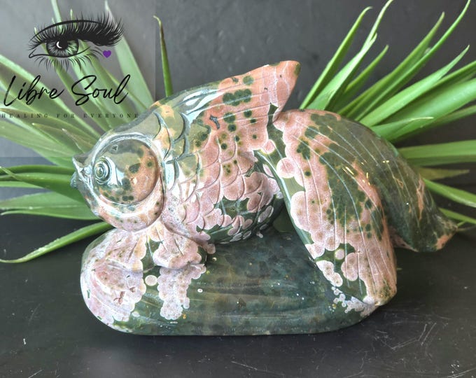 Orbicular Ocean Jasper GoldFish Figurine | Gold Fish  Crystal| Koi Fish