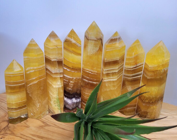 Natural  Yellow Fluorite Points~Towers
