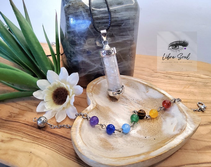 Chakra Crystal Pendulum ~ Pendant Necklace~ with Detachable Chakra Chain~ you get BOTH