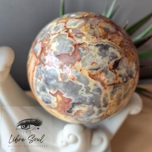 Natural Crazy Lace Agate Crystal Druzy 62mm Sphere |344rams|| Super Cute!