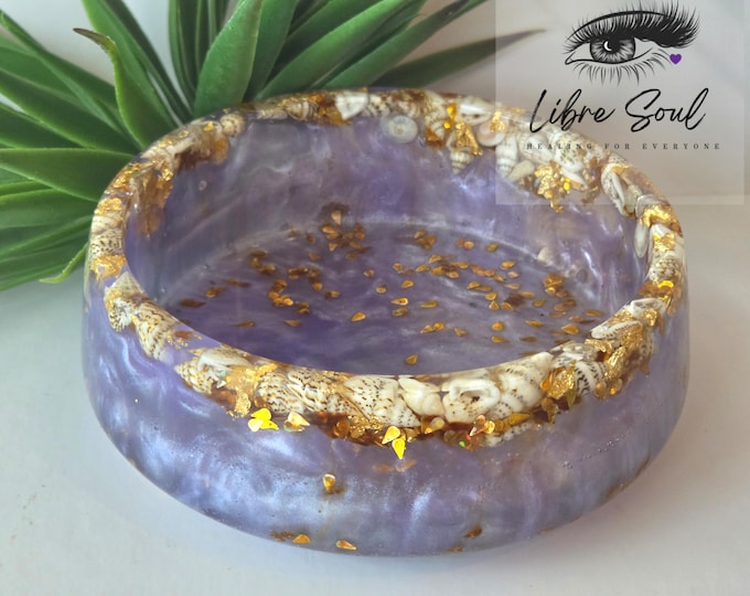 Lavender Beachy Shells 4.5" Handmade Resin Bowl | Resin| Decorative|