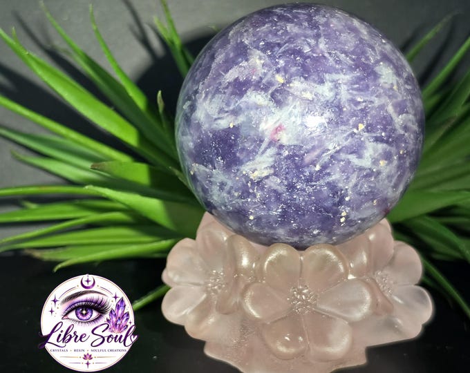 Natural Lepidolite/ Unicorn Crystal Sphere 62mm| stand included
