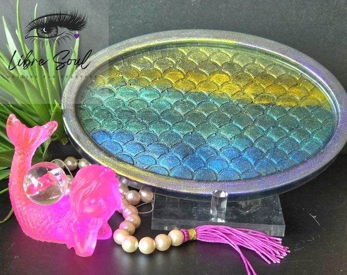 Mermaid Resin Tray 9" Handmade Resin Tray | Resin| Decorative|