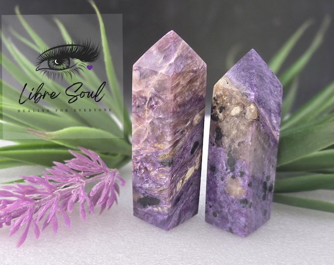 Natural Charoite Crystal Towers from Siberia| Charoite Point A+ Quality ~ for healing.