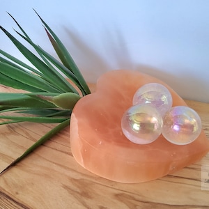 Natural Orange Selenite Crystal  Heart Bowl~ Charging Bowl