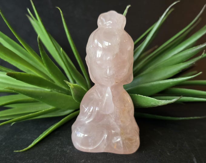 Natural Rose Quartz Buddha Carved Crystal| 3"