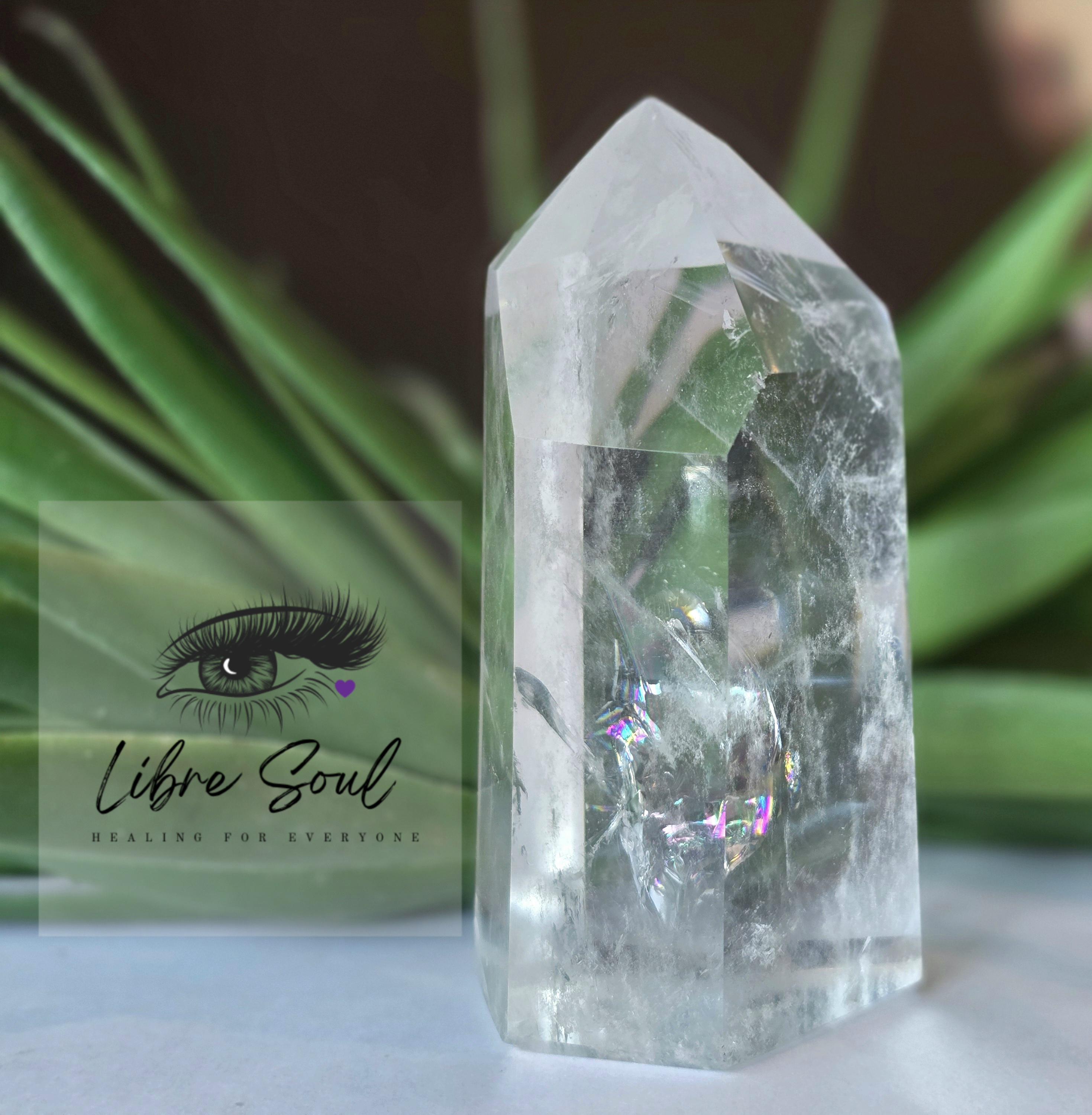 レインボークォーツクリスタルポイント：2.6インチスーパークリア