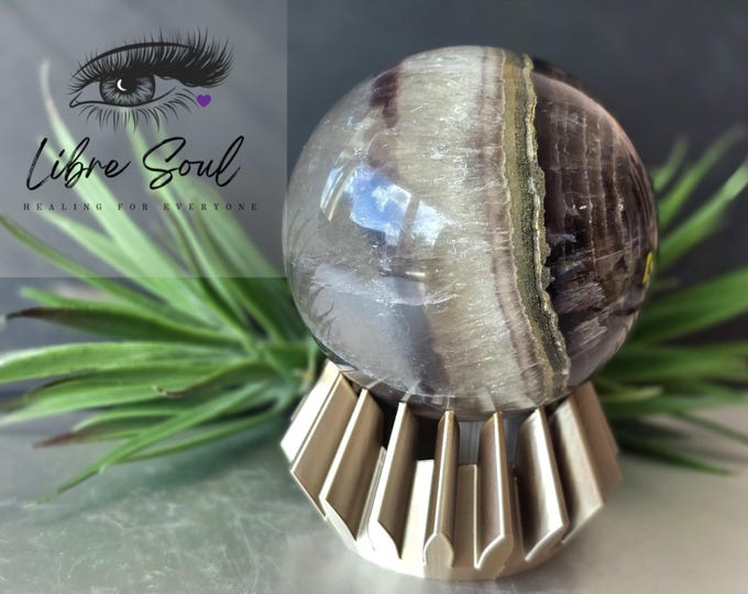 Natural 2lb. Large Fluorite Pyrite Coexisting Sphere Crystal! Stand Include| Co Exist Fluorite Pyrite Orbit!  A WOWZA for sure!! 85mm