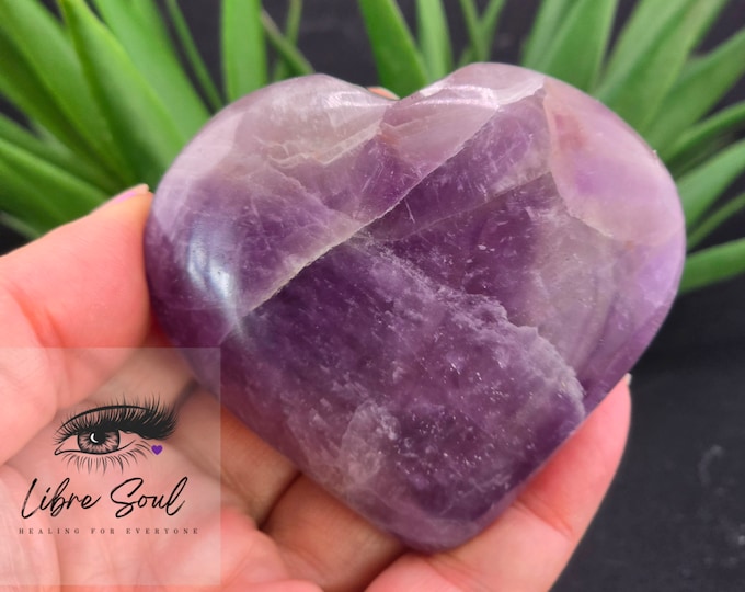 Natural Amethyst Crystal Quartz Heart ~ 2.5" with Stand