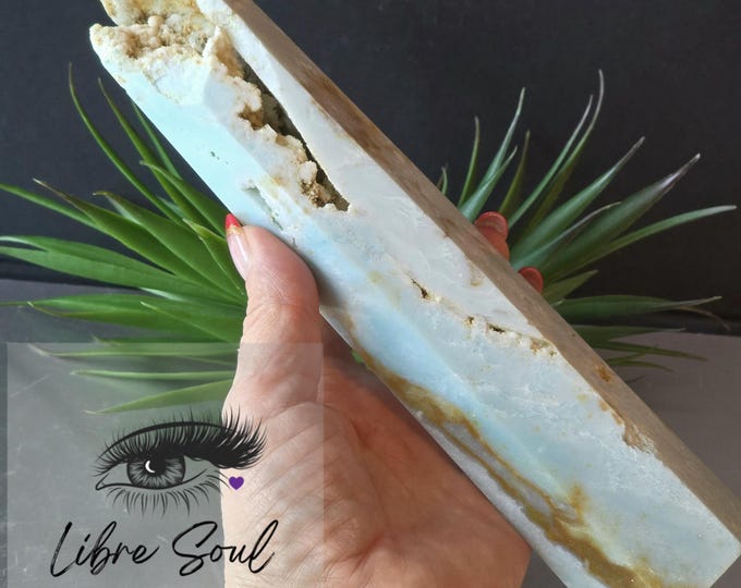 Natural Tall Caribbean Calcite  9" Crystal Druzy Tower| Obelisk Caribbean Calcite Tower| Calming