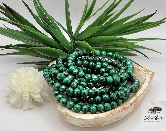 Natural 6mm Malachite Crystal Beaded Bracelets ~ with free Pouch !