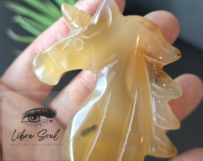 Natural Agate Unicorn Carving, 2.75" Crystal Figurine