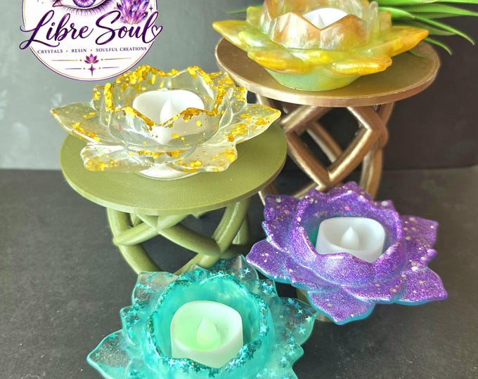 Handmade Resin Lotus Tealight Holder and  – Unique Home Decor