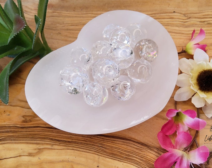 Natural 4" Selenite Crystal Heart Bowl~ Charging Bowl