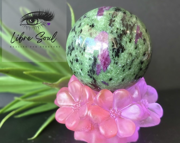 Natural Ruby Zoisite Crystal Sphere ~52mm Sphere ~ UV reactive