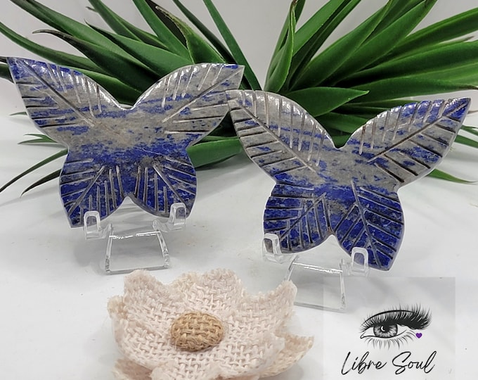 Natural Lapis Lazuli  Butterfly Carved  Crystal with Stand