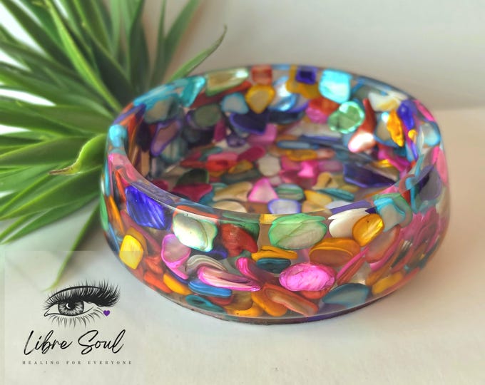 Rainbow Mother of Pearl Resin Bowl, 4.5" Wide| Shell Bowl