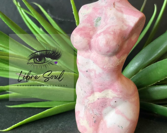 Peruvian Rhodochrosite Crystal Goddess: 3.25" Carved Statue| Druzy|
