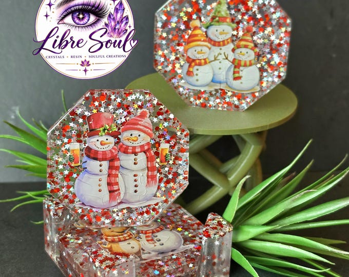 Holiday  Coaster Set| Octagon Santa Clause Coaster Set of 4