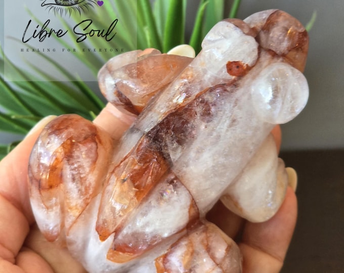 Natural Fire Quartz Frog Toad| Hand Carved Fire Quartz Toad| Super Cute! Hematoid Quartz Frog