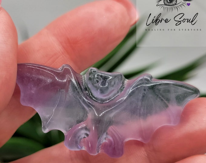 Natural Fluorite  Carved 2" Bat~ Super Cute!