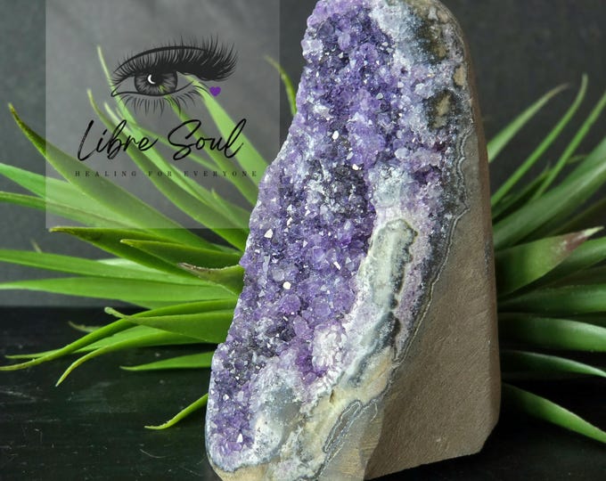 Natural Amethyst Flat base Cathedral Crystal Geode| Deep Purple
