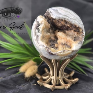 Naturalny Agat Crazy Lace 80 mm Druzy Sphere