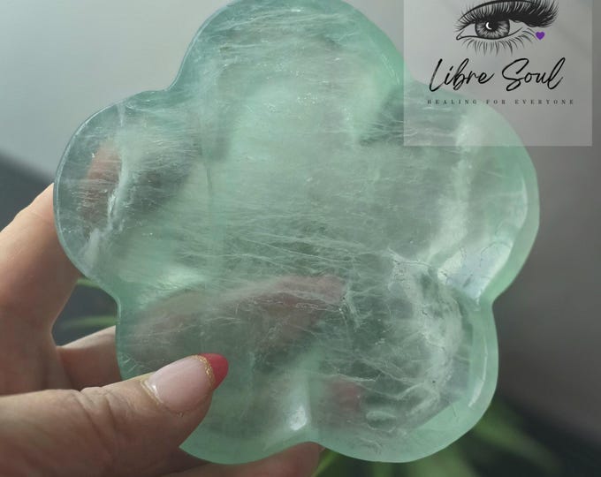 Natural Green Fluorite Quartz Flower Bowl - 4" Crystal Cleansing Bowl