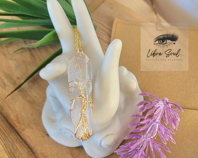 Hand Wired Crystal Quartz Pendant with Chain~ Chakra~ Reiki