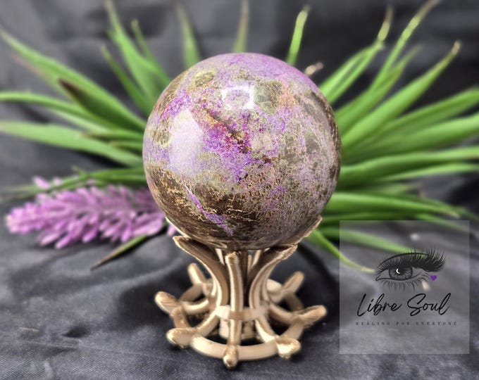 Natural Stichite and Serpentine  Crystal Sphere~ 57mm/222 gms