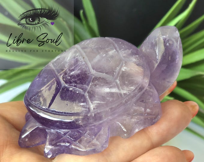 Natural Amethyst 3" Turtle Crystal Carving| A+ Quality with some Rainbows| Calming |Self Love