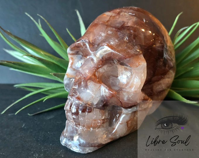 Natural  Fire Quartz 4.75" Crystal Skull Carving  GREAT VALUE Fire Quartz Hematoid Crystal Quartz| Stunning!