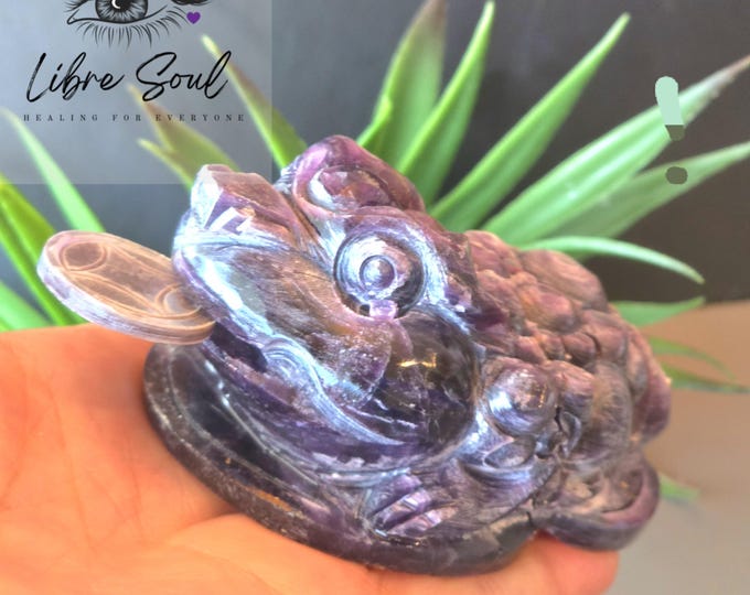 Natural Mica Lepidolite Money Toad| Purple Mica Money Toad| Flashy| Gift Idea| New Job| New Home| Chinese Toad Luck