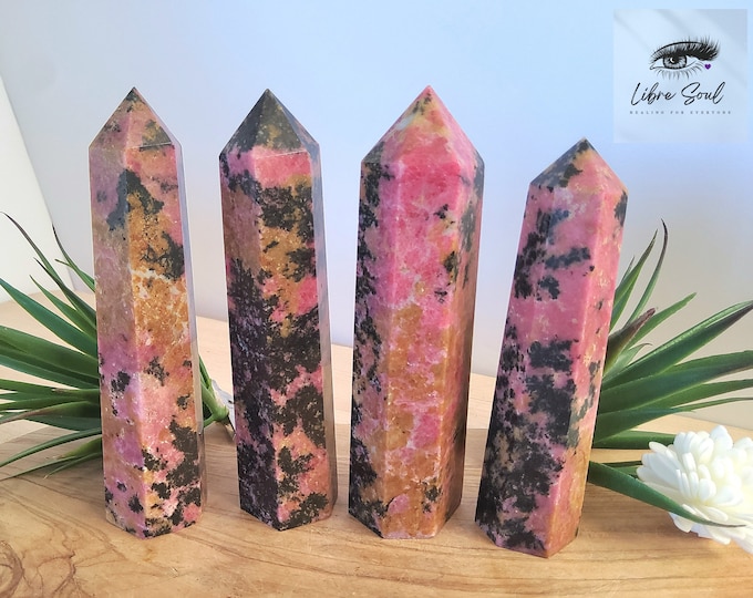 Rhodonite Crystal Towers| Natural Tall Obelisk  Crystal Towers| Natural Rhodonite
