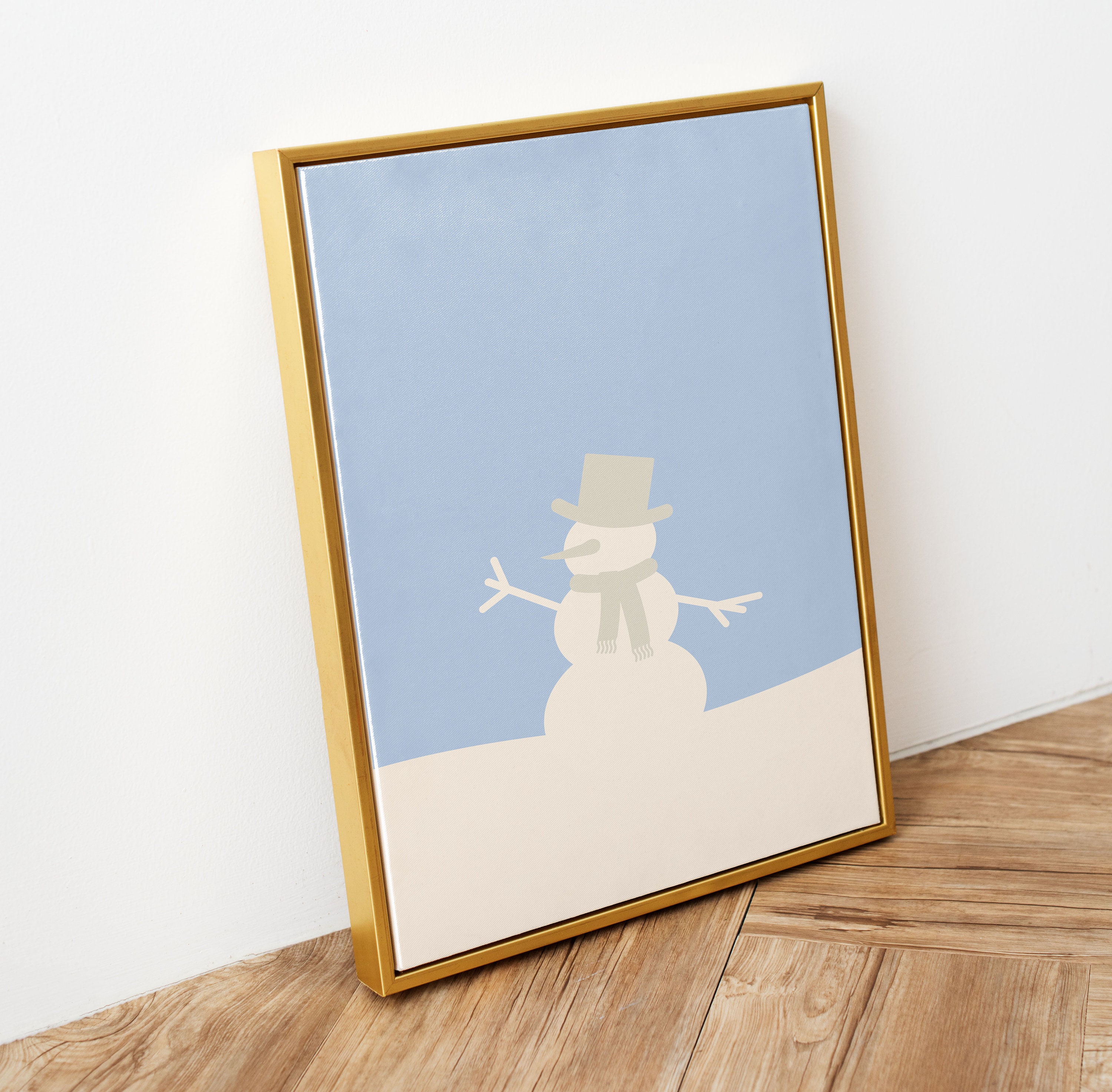 Minimalist Snowman Wall Art Winter Wonderland Print Holiday Decor
