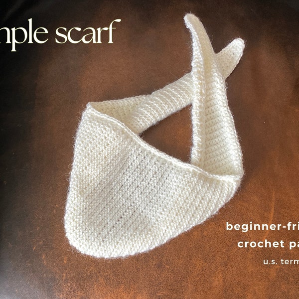 Écharpe simple au crochet MODÈLE PDF SEULEMENT | Écharpe jarretière simple n ° 1 | Foulard au crochet, écharpe de cou, débutant avancé