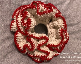 Gehäkeltes voluminöses Scrunchie NUR PDF-MUSTER | Frida Scrunchie Nr. 2 | Häkel-Scrunchie, Rüschen-Haargummi, Jumbo-Scrunchie für Anfänger