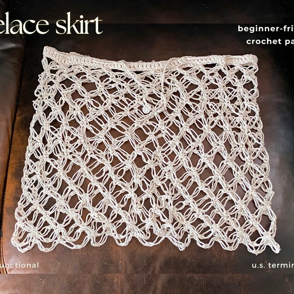 Crochet Skirt PDF PATTERN ONLY | Lovelace Skirt No. 4 | Crochet Mini Skirt, Lace Mesh Coverup Skirt, Gift Idea, Beginner Project, All Sizes