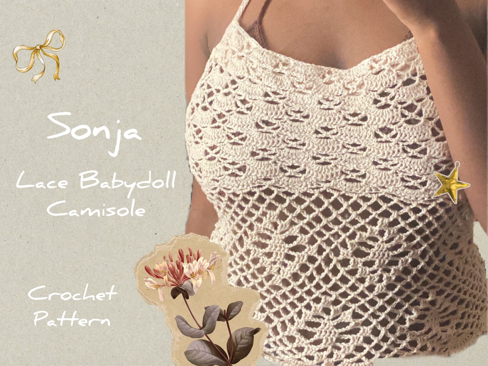 Crochet Y2K Babydoll Cami PATTERN ONLY Sonja Cami No. 6 Spider