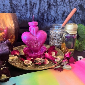 Love Spell Pillar Candle, 100% California Beeswax, Handmade, Ritual, Altar Supplies, Spell Candle, Pagan, Witchcraft, Spell Candle
