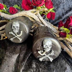 Skull Beeswax Pillar, 100% California Beeswax, Drip Pillar Candle, Handmade, Ritual, Altar Supplies, Spell Candle, Pagan, Witchcraft, Witch