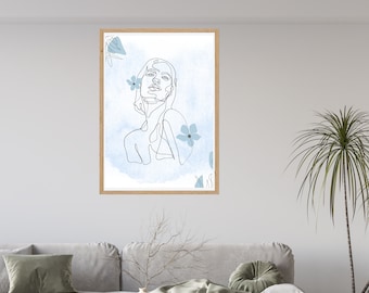 Female Face Line Art | Minimalist Lady Face Art | Abstract Wall Art | Sensual Line Art | Woman Line Drawing | Bedroom Art