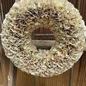 Hydrangea Book Page Wreath 13x13