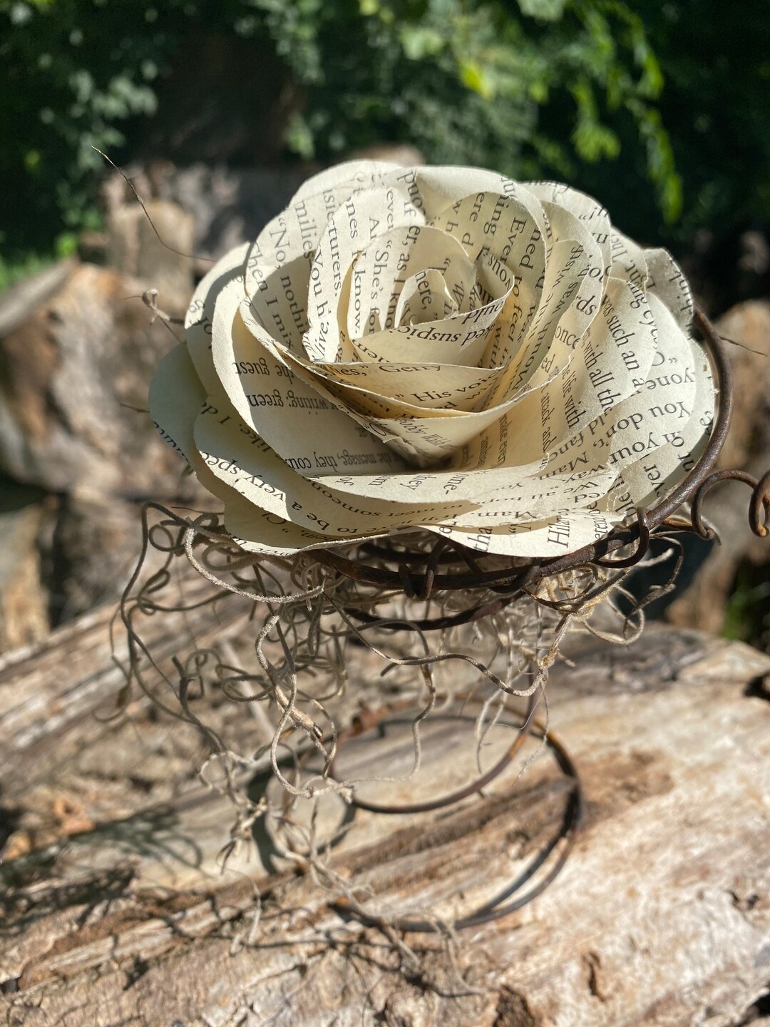 Single Bed Spring With Book Page Rose - Etsy