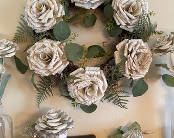 Book Page Rose Wreath