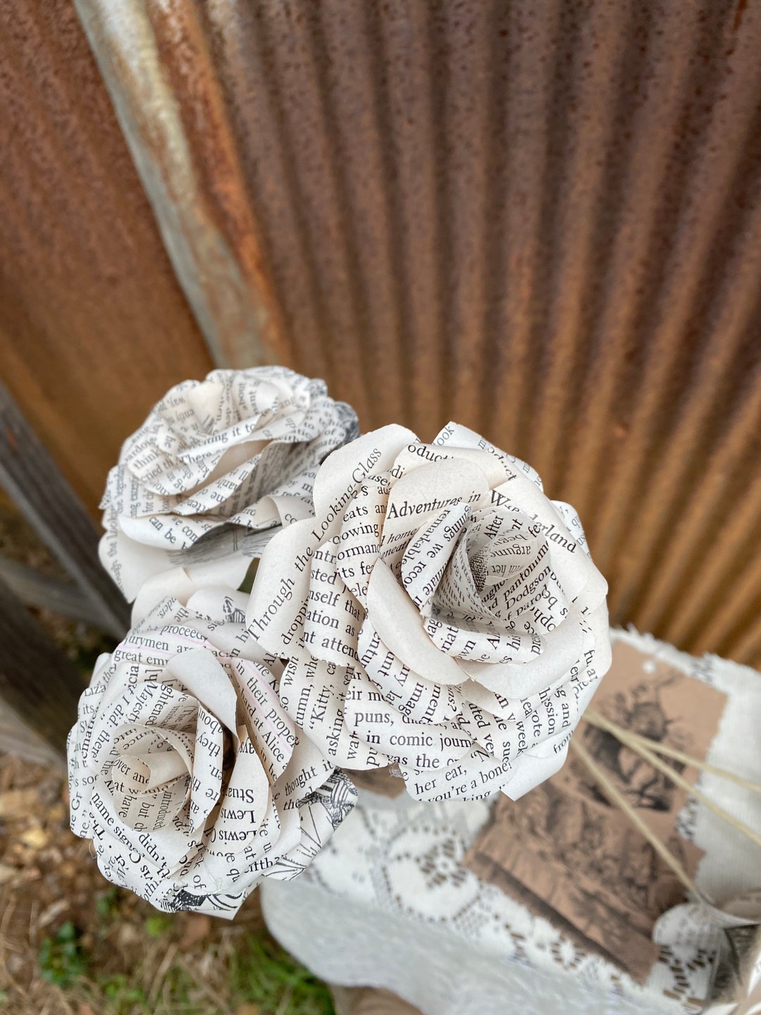 Alice in Wonderland Book Page Roses - Etsy