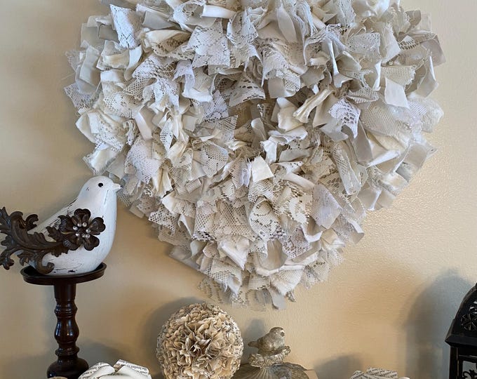 Featured listing image: Romantic Heart Rag Wreath